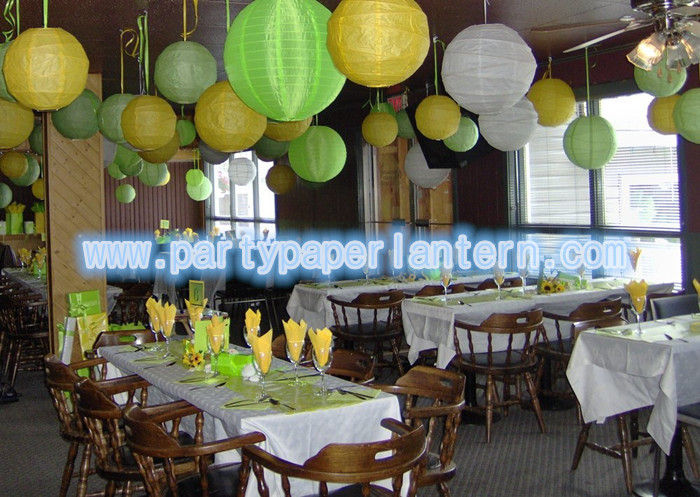 Different Shaped Decorating Wedding Paper Lanterns With Soft Colors , Size Customized