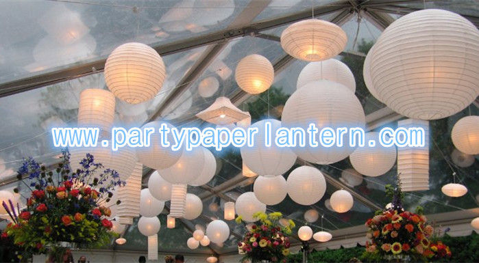 White Collection Round / Unique Shaped Paper Lanterns , SGS CE Approved