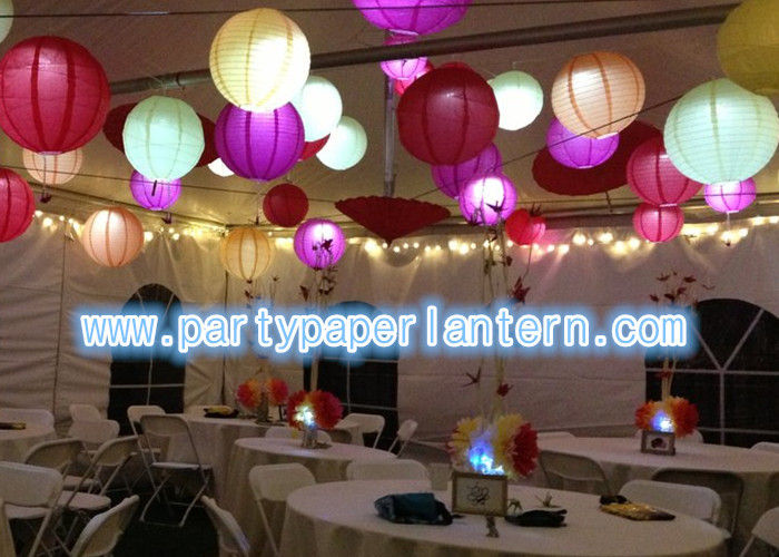 Customized Blue Pink Party Paper Lantern For Outside Decoration Attractive