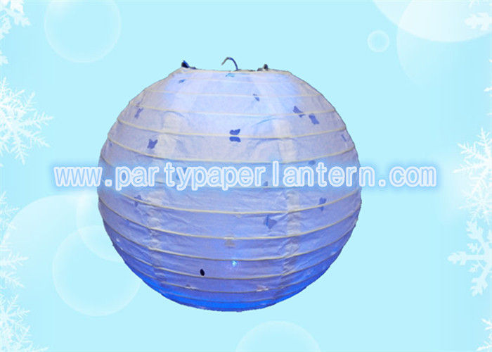 White Party Paper Lantern , Eyelet Butterfly Paper Lanterns For Weddings / Parties
