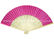 China Single Color Printed Hand Held Pink Paper Fans for Weddings , Birthday Celebrations exporter