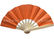 Foldable Orange Color Printed Bamboo Paper Fans , Promotional Hand Held Fans supplier