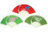 Red Yellow Green Brisk Style Printed Japanese Hand Held Fans For weddings , party supplier
