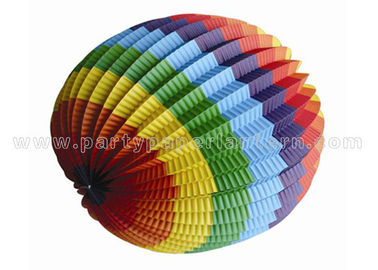 China Rainbow Printed Accordion Colourful Paper Lanterns Balloon For Home Decoration distributor