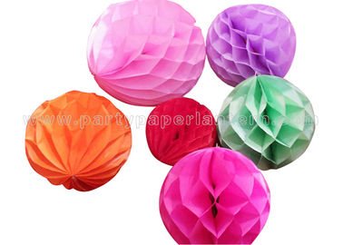 China Plain Color Round Honeycomb Decorations Paper Balls For Party , Home Decoration distributor