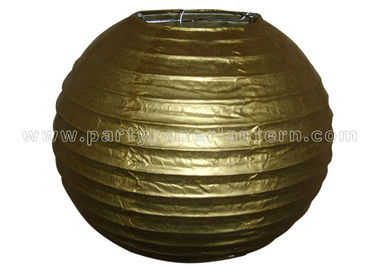 China Gold / Silver Color Round Ball Paper Lanterns , Luxury Modern Paper Lanterns distributor