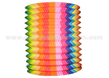 China Striated Design Hanging Paper Candle Lanterns , Unique Cylindrical Paper Lanterns distributor