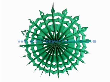 China 12 Inch Green , Orange Paper Fan Backdrop For Store Decoration , Tissue Hanging Fans distributor