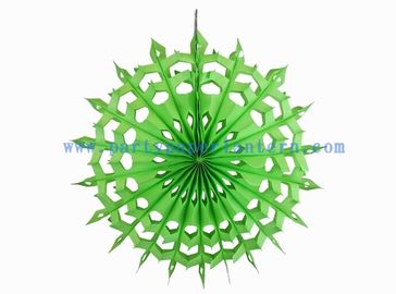 China Folded 12 Inch Lime , Yellow / Lime Hanging Paper Fans For Spring Parties Decoration distributor